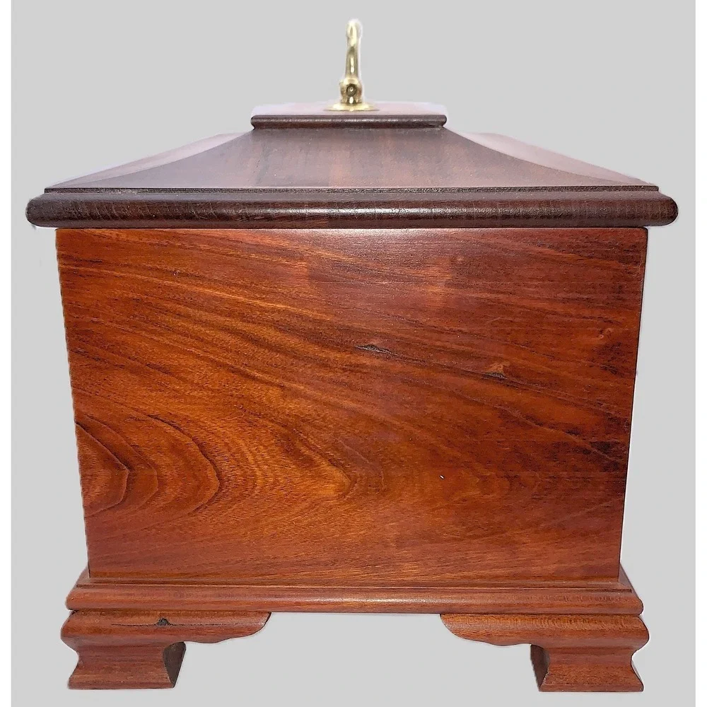 American Crafted Handmade Cherry Wood Box w Lid Funerary Ashes Storage, Keepsake